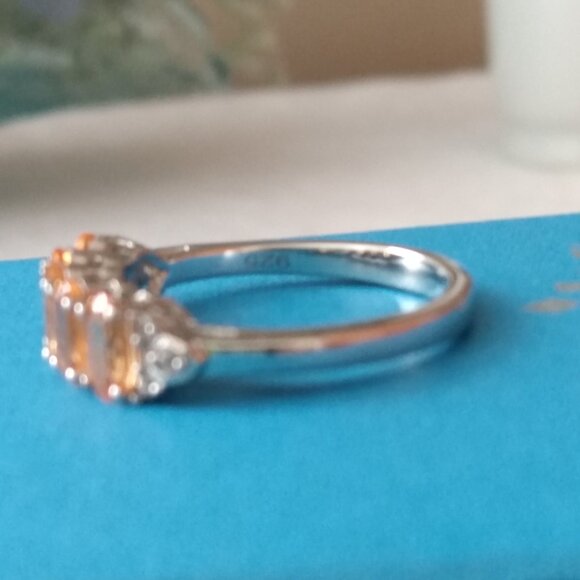 Spessartite garnet, & diamond ring size 6 - Picture 5 of 6